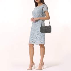 Pre Owned Chanel Grey Textured Suede Beads Embellishment Medium Boy Flap Bag