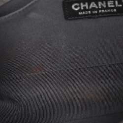 Pre Owned Chanel Grey Textured Suede Beads Embellishment Medium Boy Flap Bag