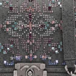 Pre Owned Chanel Grey Textured Suede Beads Embellishment Medium Boy Flap Bag