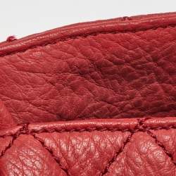 Pre Owned حقيبة شانيل جلد محبب أحمر كبيرة نسائية مجدولة توت