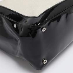 Pre Owned Chanel Black/White Patent Leather and Calf Hair Reissue Runway Chain Tote