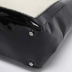 Pre Owned Chanel Black/White Patent Leather and Calf Hair Reissue Runway Chain Tote