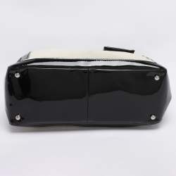 Pre Owned Chanel Black/White Patent Leather and Calf Hair Reissue Runway Chain Tote