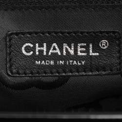 Pre Owned Chanel Black/White Patent Leather and Calf Hair Reissue Runway Chain Tote