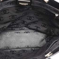 Pre Owned Chanel Black/White Patent Leather and Calf Hair Reissue Runway Chain Tote