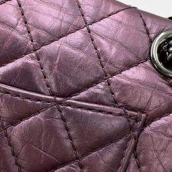 Pre Owned Chanel Pink Mini Reissue 2.55 Quilted Metallic Lambskin Double Flap