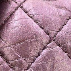 Pre Owned Chanel Pink Mini Reissue 2.55 Quilted Metallic Lambskin Double Flap