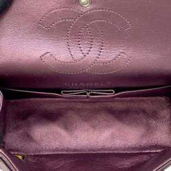 Pre Owned Chanel Pink Mini Reissue 2.55 Quilted Metallic Lambskin Double Flap
