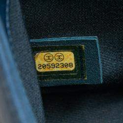 Pre Owned Chanel Blue Small Quilted Perforated Metallic Lambskin Boy Flap