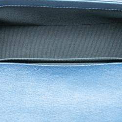 Pre Owned Chanel Blue Small Quilted Perforated Metallic Lambskin Boy Flap