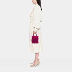 Pre Owned Chanel Pink Mini Suede Studded Fringe Tote