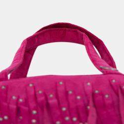 Pre Owned Chanel Pink Mini Suede Studded Fringe Tote