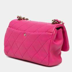 Pre Owned Chanel Elegant Chain Single Flap Small Lambskin Shoulder Bag