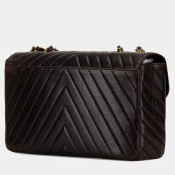 Pre Owned Chanel Chevron Single Flap Maxi XL Lambskin Shoulder Bag