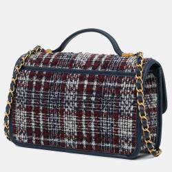 Pre Owned Chanel School Memory Small Tweed Top Handle Flap Bag