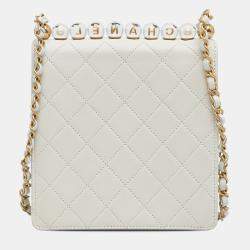 Pre Owned Chanel Chic Pearls Flap Small Lambskin Shoulder Bag