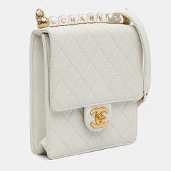 Pre Owned Chanel Chic Pearls Flap Small Lambskin Shoulder Bag