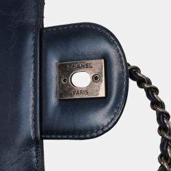 Pre Owned Chanel Coco Pleats Flap Quilted Glazed Calfskin Shoulder Bag