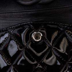 Pre Owned Chanel Classic Double Flap Medium Patent Leather Shoulder Bag