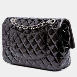 Pre Owned Chanel Classic Double Flap Medium Patent Leather Shoulder Bag