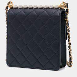 Pre Owned Chanel Chic Pearls Flap Small Lambskin Shoulder Bag