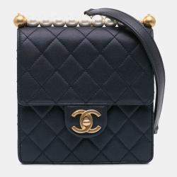 Pre Owned Chanel Chic Pearls Flap Small Lambskin Shoulder Bag