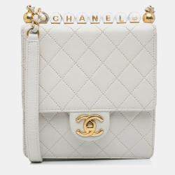 Pre Owned Chanel Chic Pearls Crossbody Mini Leather Crossbody Bag