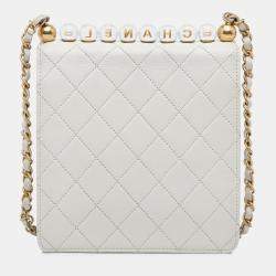 Pre Owned Chanel Chic Pearls Crossbody Mini Leather Crossbody Bag