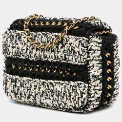 Pre Owned Chanel Braided With Love Flap Medium Raffia Shoulder Bag