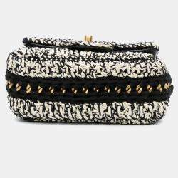 Pre Owned Chanel Braided With Love Flap Medium Raffia Shoulder Bag