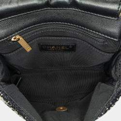 Pre Owned Chanel Braided With Love Flap Medium Raffia Shoulder Bag