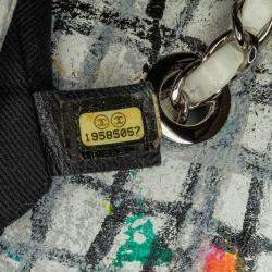 Pre Owned Chanel Hand Painted Graffiti Flap Medium Calfskin Shoulder Bag