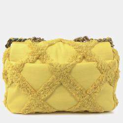 Pre Owned Chanel 19 Flap Medium Canvas Shoulder Bag