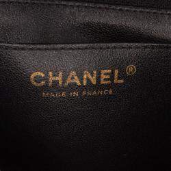 Pre Owned Chanel Black Mini Square Classic Chevron Lambskin Single Flap Bag