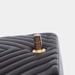Pre Owned Chanel Black Mini Square Classic Chevron Lambskin Single Flap Bag