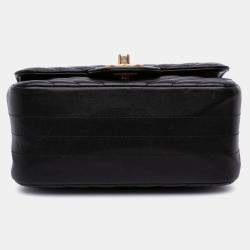 Pre Owned Chanel Black Mini Square Classic Chevron Lambskin Single Flap Bag