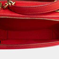 Pre Owned Chanel Red Small Quilted Caviar Top Handle Camera Bag