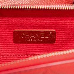 Pre Owned Chanel Red Small Quilted Caviar Top Handle Camera Bag