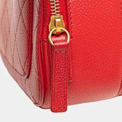 Pre Owned Chanel Red Small Quilted Caviar Top Handle Camera Bag