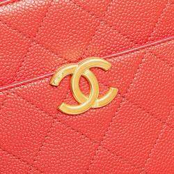 Pre Owned Chanel Red Small Quilted Caviar Top Handle Camera Bag