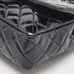 Pre Owned Chanel Black Quilted Patent Leather Jumbo Classic Single Flap Bag