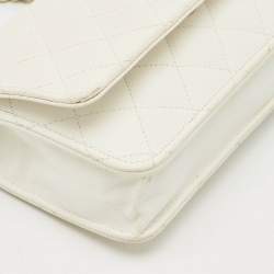 Pre Owned Chanel White Quilted Caviar Leather WOC Bag