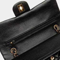 Pre Owned Chanel Black Medium Classic Lambskin Double Flap
