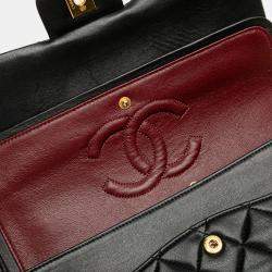 Pre Owned Chanel Black Medium Classic Lambskin Double Flap