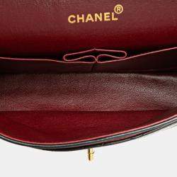 Pre Owned Chanel Black Medium Classic Lambskin Double Flap