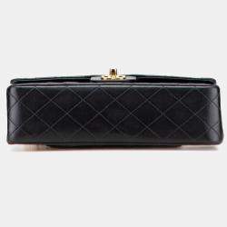 Pre Owned Chanel Black Medium Classic Lambskin Double Flap