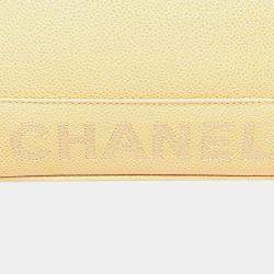 Pre Owned Chanel Yellow Caviar Logo Chain Shoulder Bag