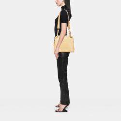 Pre Owned Chanel Yellow Caviar Logo Chain Shoulder Bag