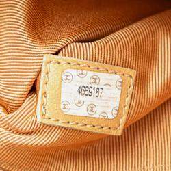 Pre Owned Chanel Yellow Caviar Logo Chain Shoulder Bag