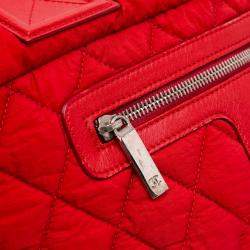 Pre Owned Chanel Red Small Quilted Nylon Coco Cocoon Tote